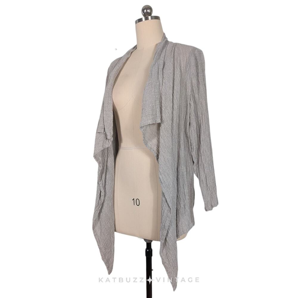 Habitat Cardigan Top L Natural Beige Linen Waterfall Open Lagenlook Beachy
